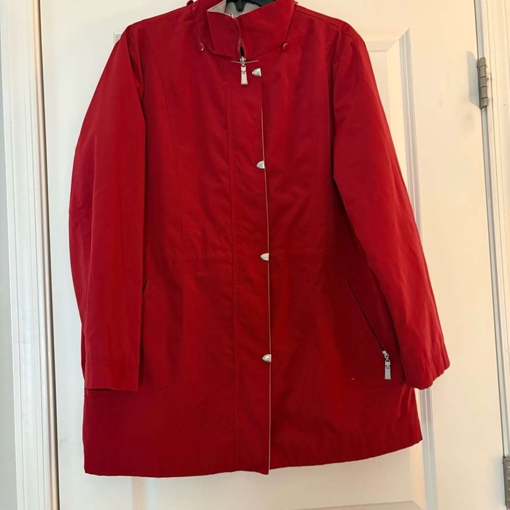 Nautica Women's Vibrant Red Raincoat Jacket